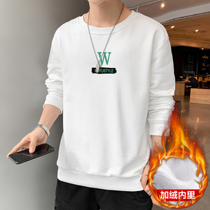跑量加绒卫衣男21秋季打底上衣潮学生T恤时尚百搭长袖W055JR-P20图片