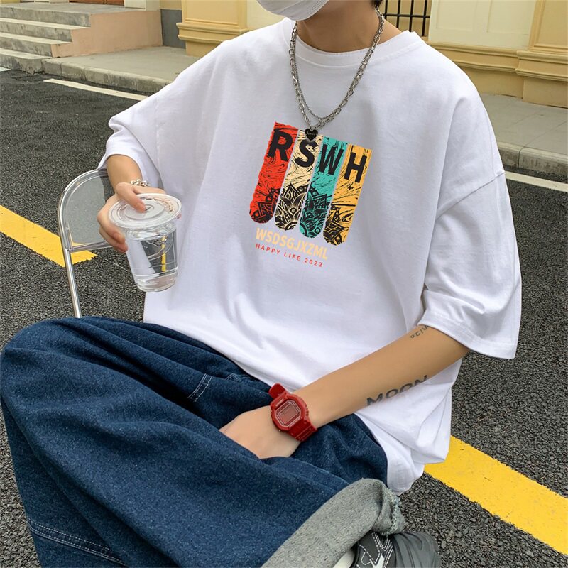 2024夏季新款短袖T恤男大码港风体恤潮牌潮流纯棉打底衫T6611-P15图片