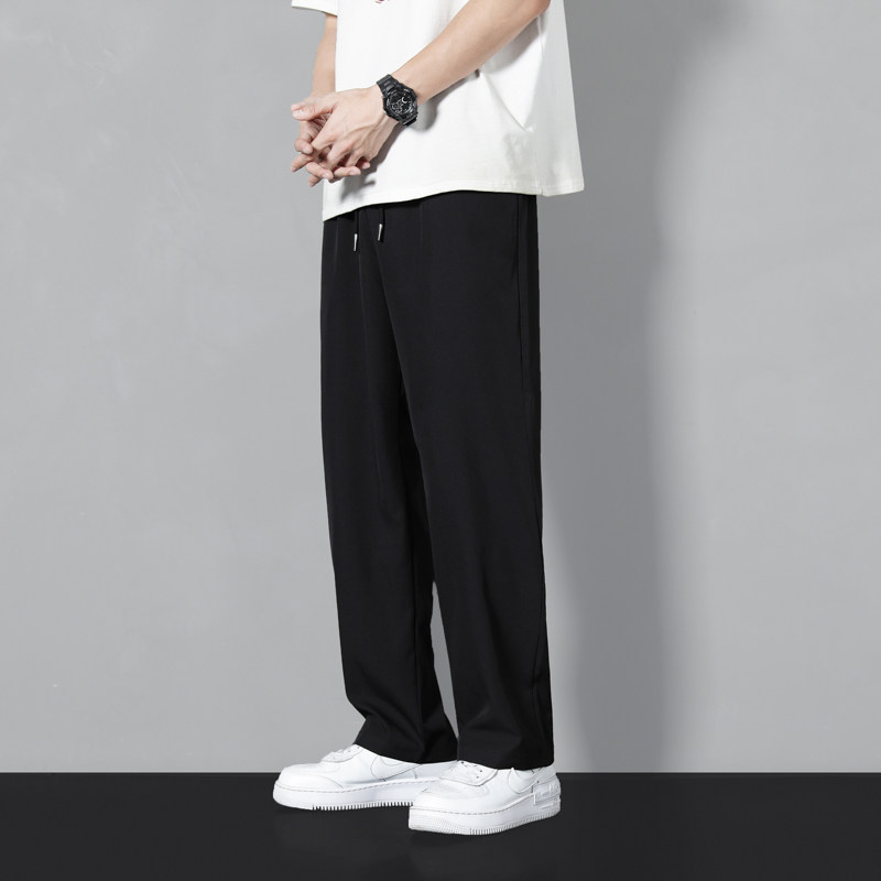 wassuphappy冰丝休闲长裤男生夏季薄款直筒宽松垂感阔腿潮牌裤子,男装休闲裤,星座815-2