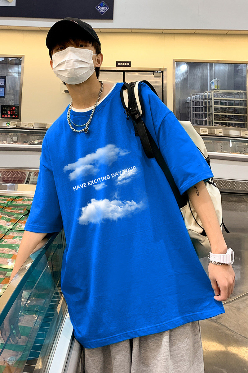 2024夏季新款短袖T恤男大码港风体恤潮牌潮流纯棉打底衫T6601-P15,男装T恤,星座815-2