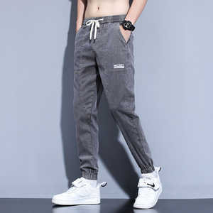 春夏季休闲牛仔裤男系绳宽松哈伦束脚个性工装潮K2135-P35图片