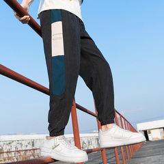 Spring new sportswear men's loose fitting pants with hems casual black pants trend