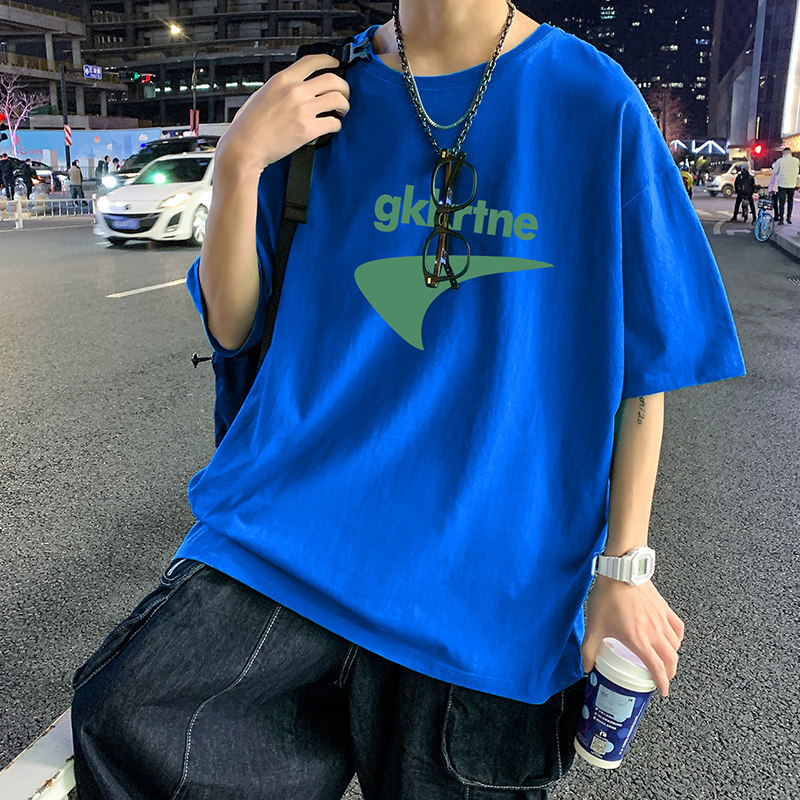 22夏季港风男士百搭休闲复古印花潮大码宽松圆领短袖T恤T6606-P15,男装T恤,星座815-2