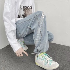 新款高街个性牛仔裤宽松直筒设计感港风炸街盐系高街 K868-P40图片