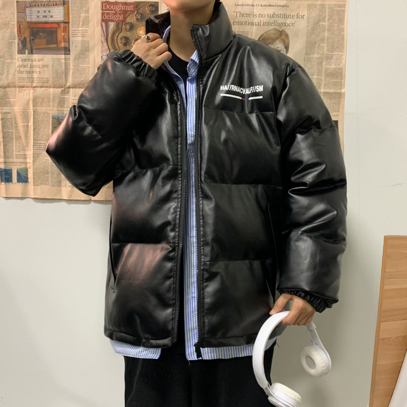 港风棉衣男PU皮棉服21年新款宽松面包服立领冬装棉袄M2102-P6105,男装棉衣,星座815-2