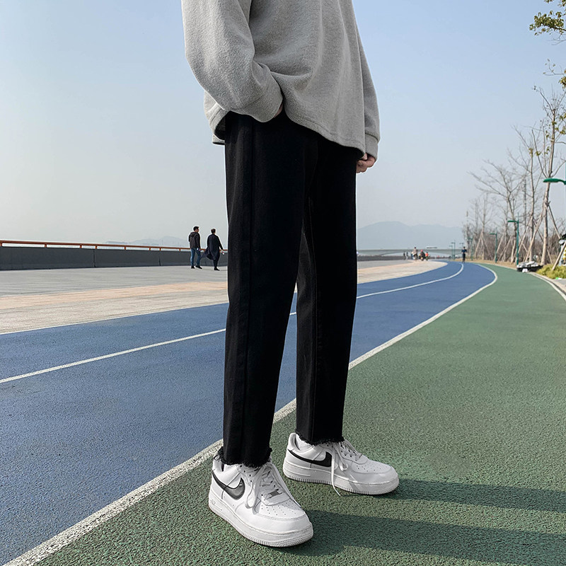 22直筒宽松毛边牛仔裤男韩版潮流裤子春夏薄款休闲九分裤G22-P38,男装牛仔裤,星座815-2