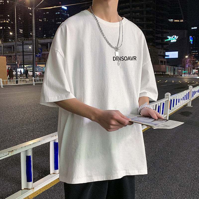 22夏季港风男士百搭休闲复古印花潮大码宽松圆领短袖T恤T6616-P15,男装T恤,星座815-2