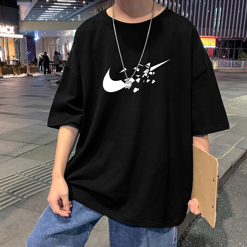 22夏季港风男士百搭休闲复古印花潮大码宽松圆领短袖T恤T6610-P15,男装T恤,星座815-2