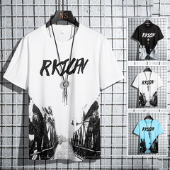 短袖恤韓版潮流帥氣高中學生夏裝圓領青少年打底