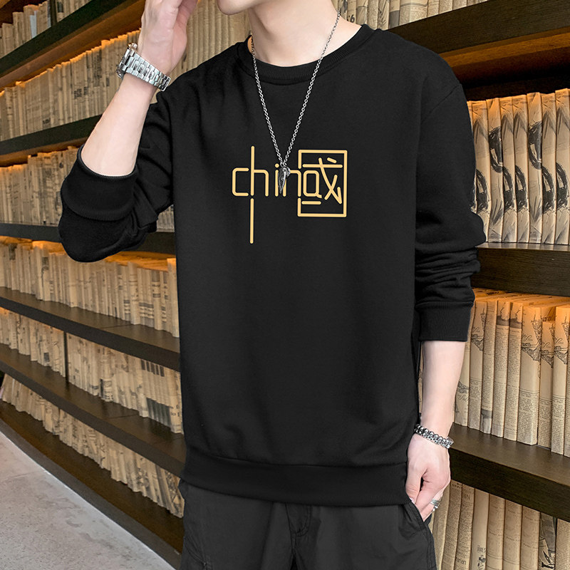 跑量卫衣男21秋季打底上衣潮流韩版宽松T恤时尚百搭长袖W067-P16图片
