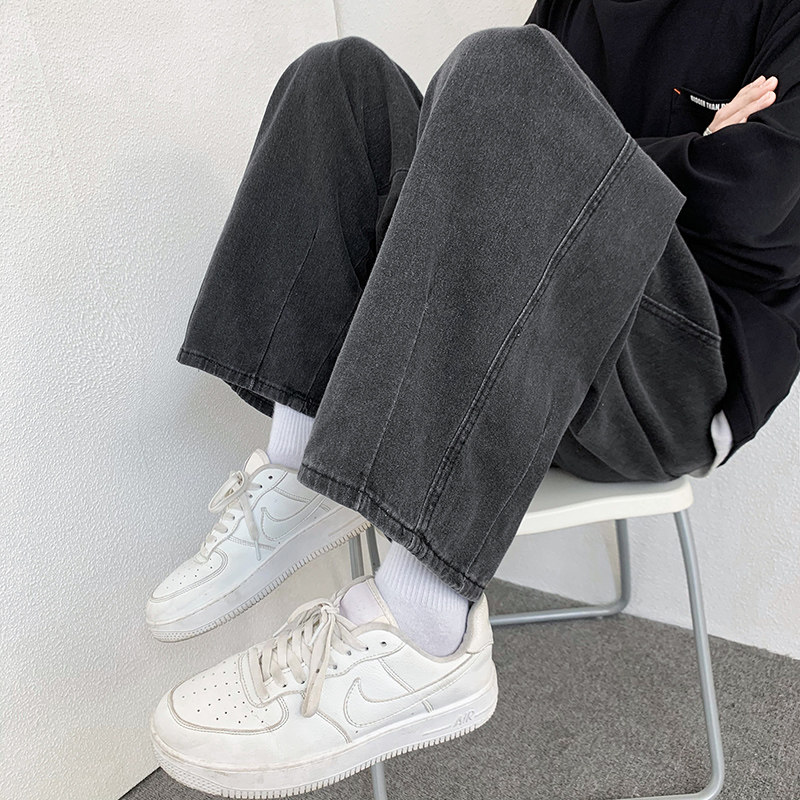2024春夏高街vibe牛仔裤男宽松蓝色直筒裤阔腿裤男K69-P45,男装牛仔裤,星座815-2