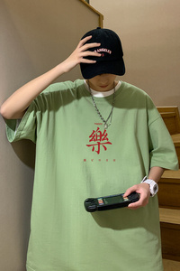 2024夏季新款短袖T恤男大码港风体恤潮牌潮流纯棉打底衫T6612-P15图片