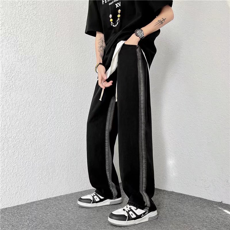 高街裤子男春秋欧美潮牌春季韩版潮流休闲裤ins拖地长裤K282-P40,男装牛仔裤,星座815-2