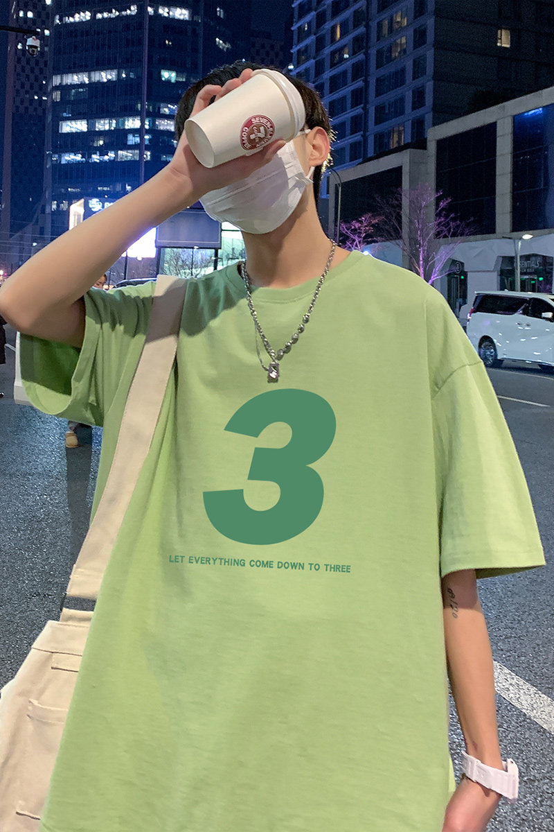 22夏季港风男士百搭休闲复古印花潮大码宽松圆领短袖T恤T6608-P15,男装T恤,星座815-2