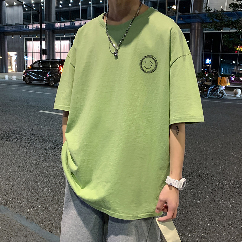 22夏季港风男士百搭休闲复古印花潮大码宽松圆领短袖T恤T6613-P15,男装T恤,星座815-2