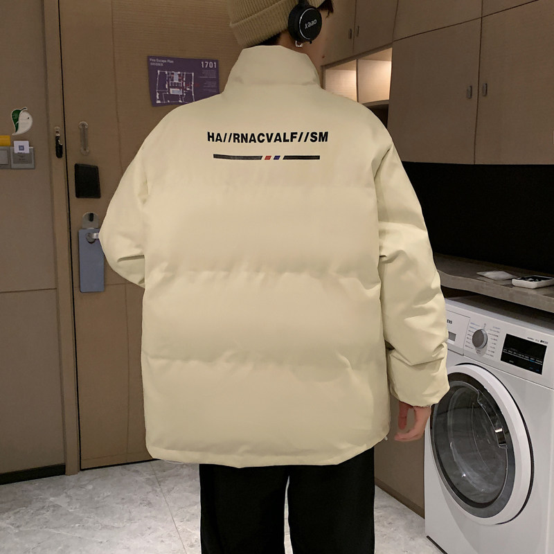 港风棉衣男PU皮棉服21年新款宽松面包服立领冬装棉袄M2102-P105图片