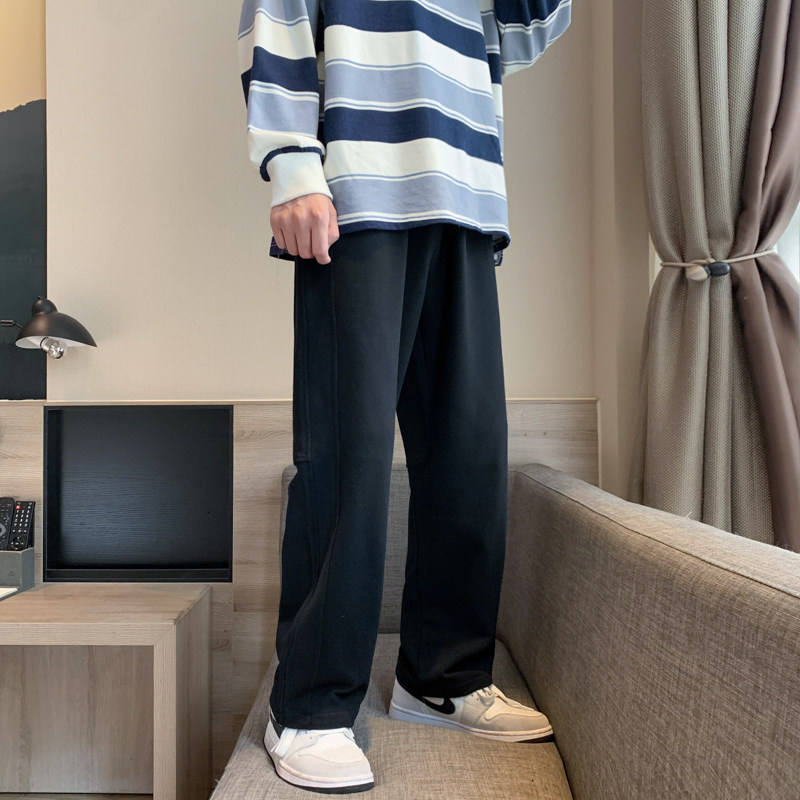 2023春秋季休闲运动长裤男直筒潮牌港风宽松卫裤棉质裤子K62-P35,男装休闲裤,星座815-2
