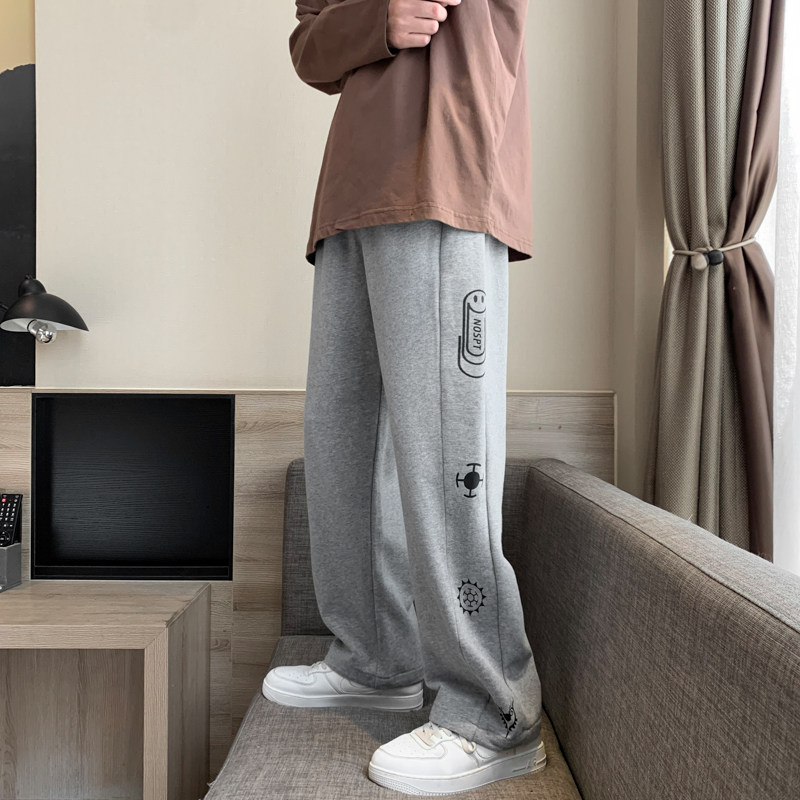 2023春秋季休闲运动长裤男直筒潮牌港风宽松卫裤质裤子K65-P35,男装休闲裤,星座815-2