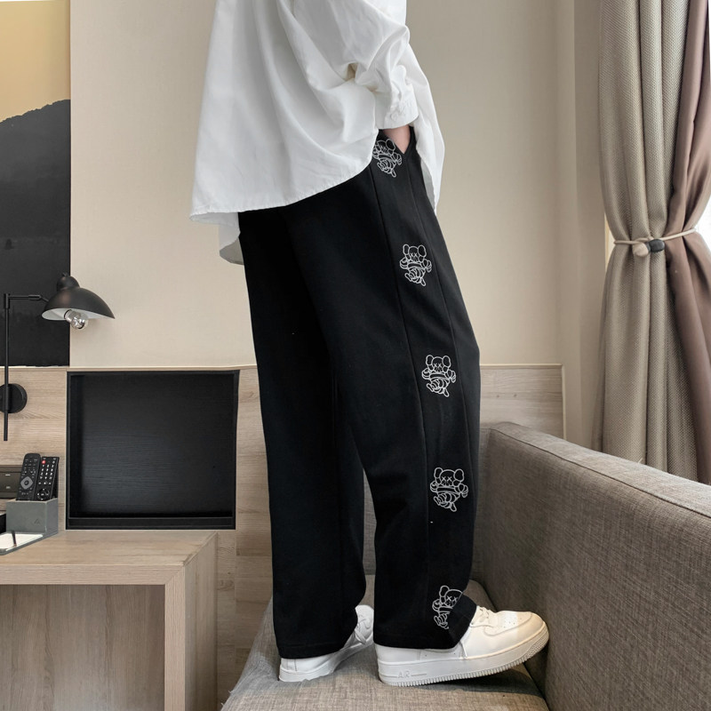 2023春秋季休闲运动长裤男直筒潮牌港风宽松卫裤质裤子K63-P35,男装休闲裤,星座815-2