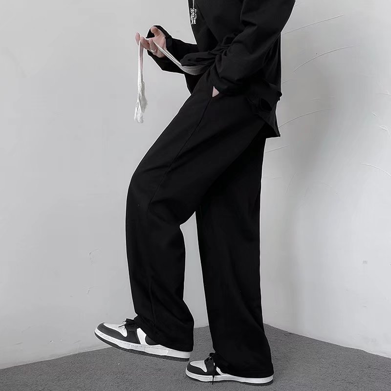 GENIOLAMODE灰色直筒裤子男士秋季新款休闲运动阔腿卫裤宽松美式,男装休闲裤,星座815-2