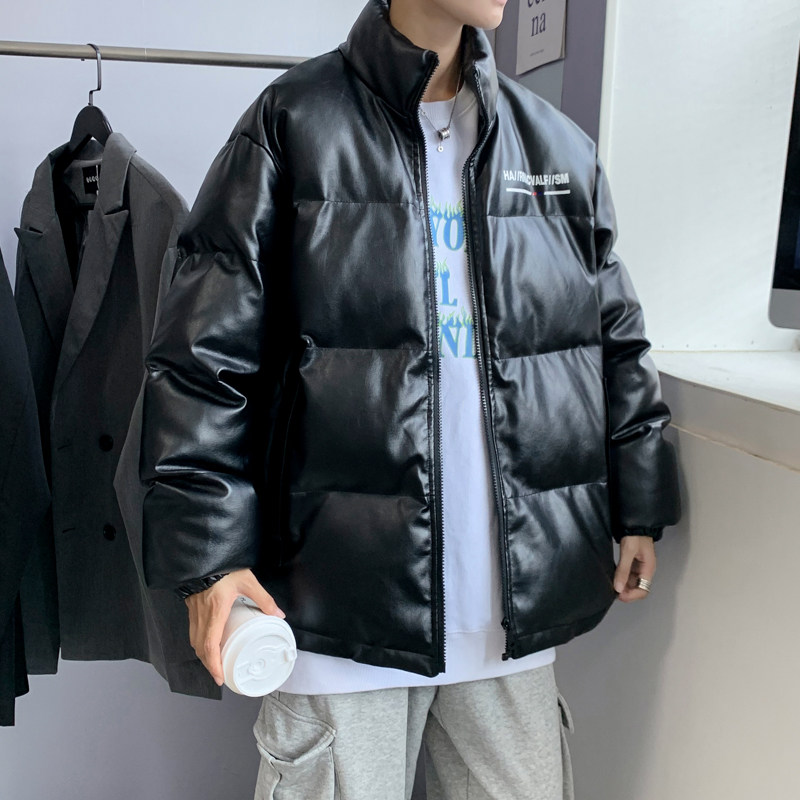 港风棉衣男PU皮棉服21年新款宽松面包服立领冬装棉袄M2102-P6105,男装棉衣,星座815-2
