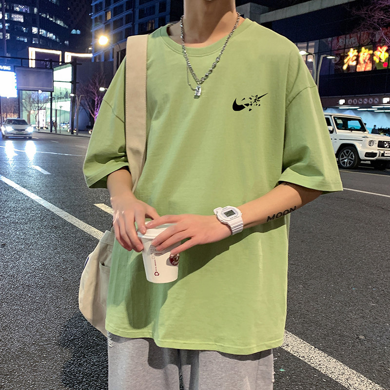 22夏季港风男士百搭休闲复古印花潮大码宽松圆领短袖T恤T6615-P15,男装T恤,星座815-2