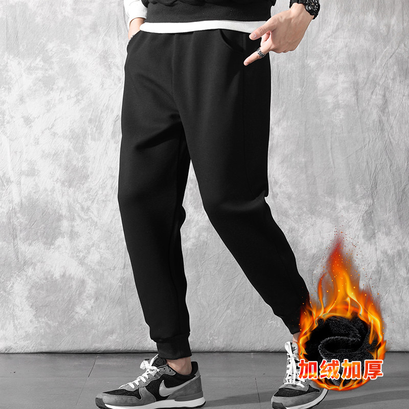 加绒运动裤男宽松冬季加厚保暖黑绒外穿休闲长裤男卫裤K8897-P28,男装休闲裤,星座815-2