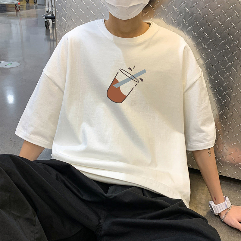 2024夏季新款短袖T恤男大码港风体恤潮牌潮流纯棉打底衫T6602-P15,男装T恤,星座815-2