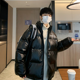 港风棉衣男PU皮棉服21年新款宽松面包服立领冬装棉袄M2102-P6105，男装棉衣，星座815-2