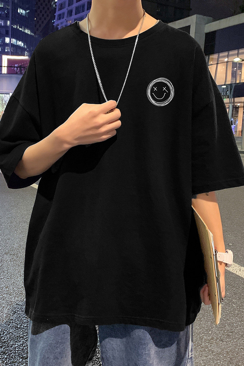 22夏季港风男士百搭休闲复古印花潮大码宽松圆领短袖T恤T6613-P15,男装T恤,星座815-2