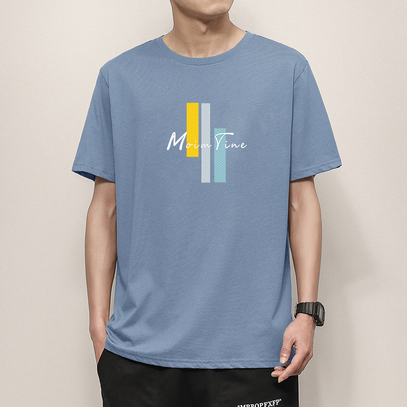 21夏男短袖新款休闲短袖简约印花宽松圆领潮打底衫T348-P20,男装T恤,星座815-2