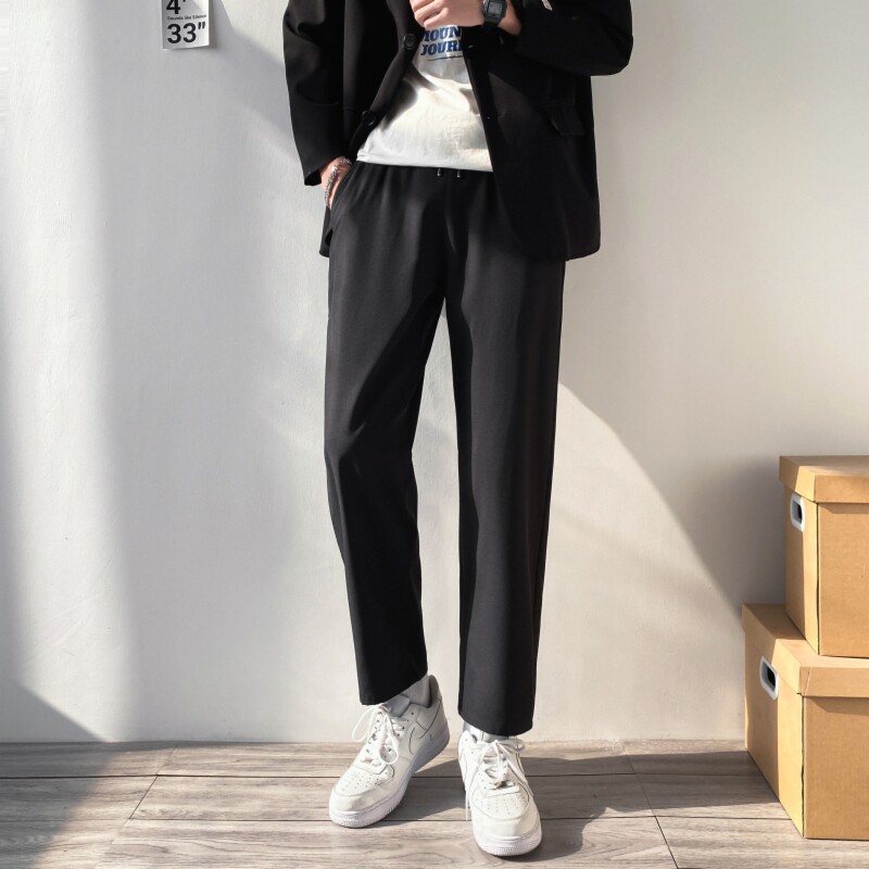 2023春夏新款男士简约百搭休闲小脚冰丝速干九分裤K10-P19,男装休闲裤,星座815-2