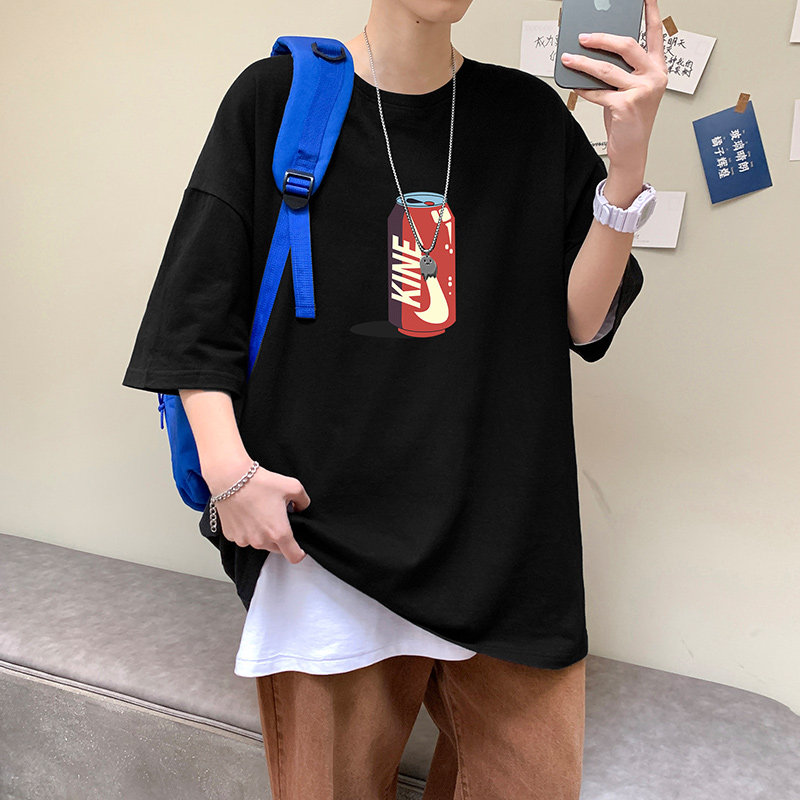 22夏季港风男士百搭休闲复古印花潮大码宽松圆领短袖T恤T6609-P15,男装T恤,星座815-2