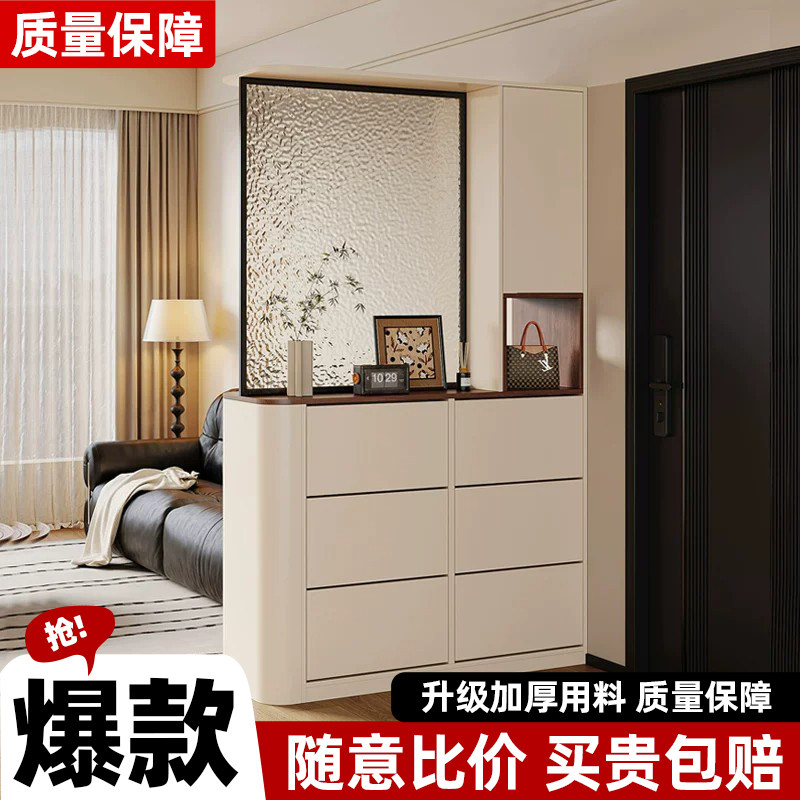 中古风玄关柜隔断柜屏风鞋柜一体客厅翻斗入户正对门双面置物柜子