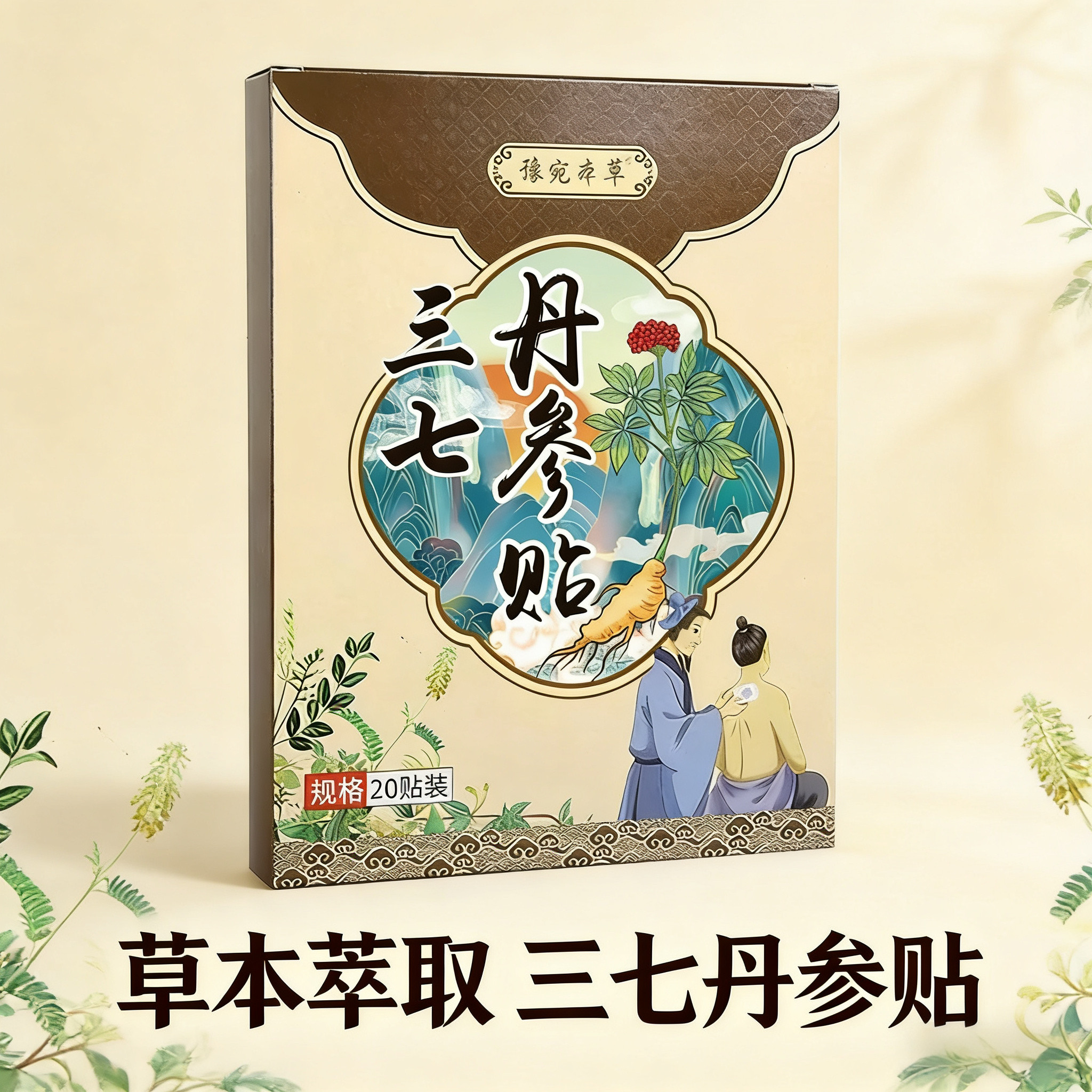 三七丹参贴通用膏贴肩袖抬臂困难颈椎腰椎家用护肩植物萃取膏贴图片