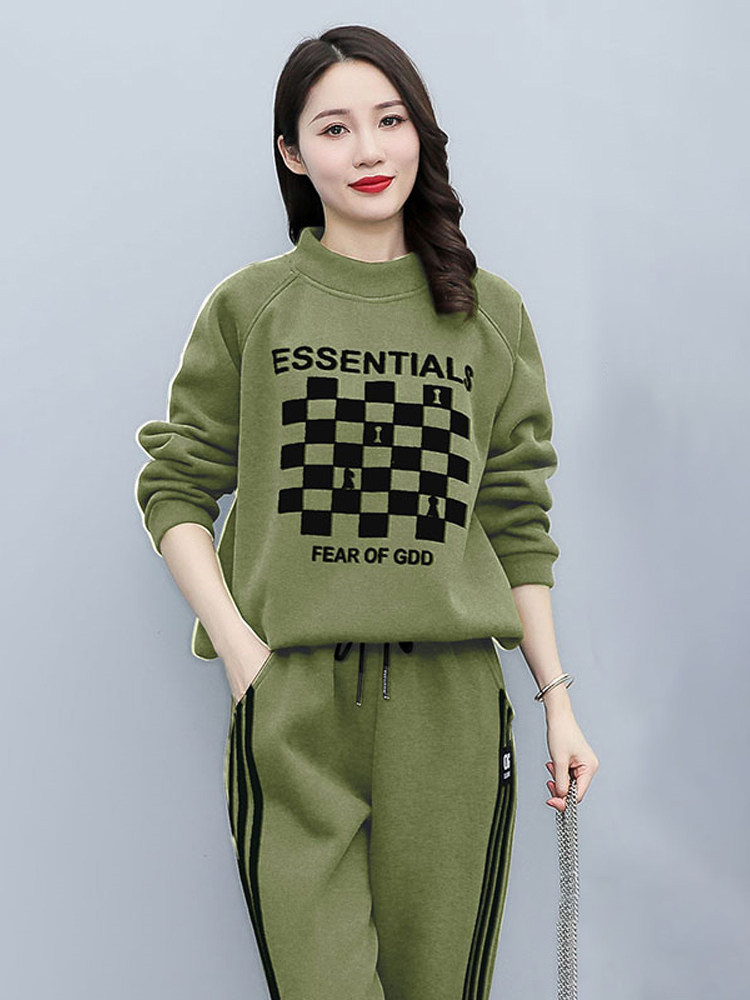 潮牌卫衣运动套装女春秋2025年新款洋气宽松加绒加厚休闲服两件套