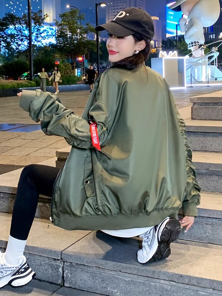 潮牌短款飞行员夹克棒球服外套女2025春秋季新款韩版宽松休闲上衣