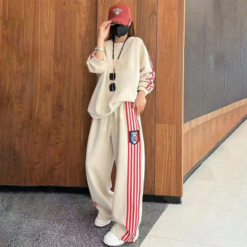 潮牌欧货时尚运动服套装女2026春季新款显瘦卫衣阔腿裤休闲两件套