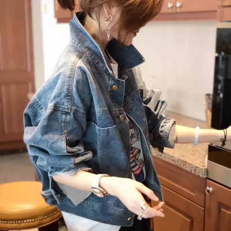 潮牌港味短款牛仔外套女春秋新款高级设计感小众小香风夹克上衣服