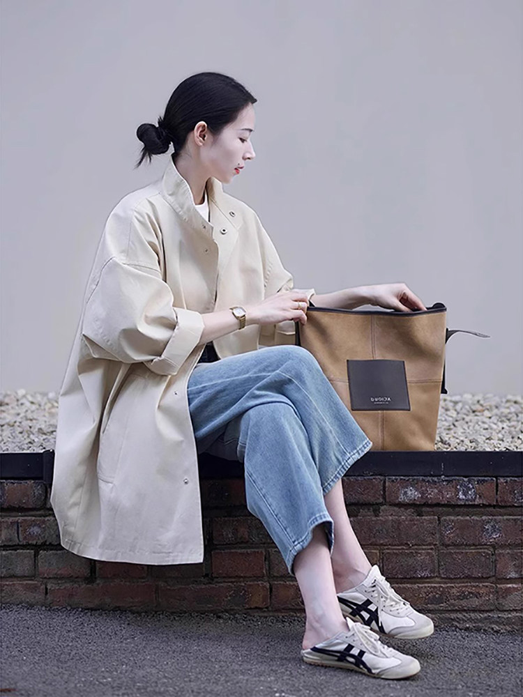 潮牌风衣外套女2025年春秋新款小个子休闲宽松工装简约高级感大衣