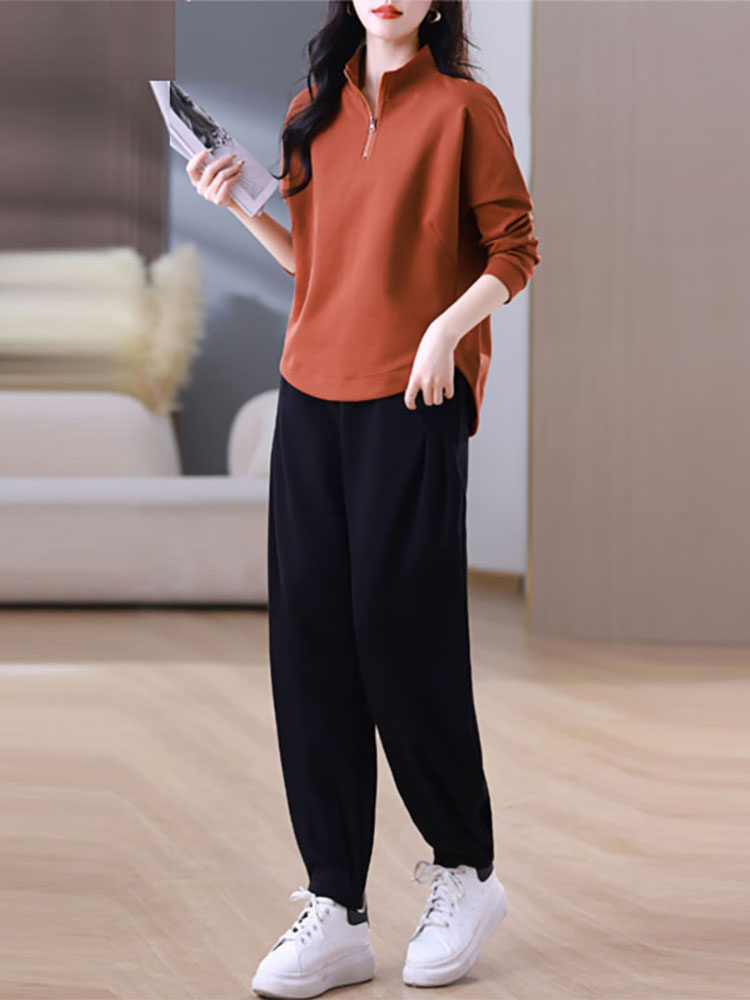 潮牌休闲套装女2025春秋新款大码减龄显瘦中年妈妈运动卫衣两件套