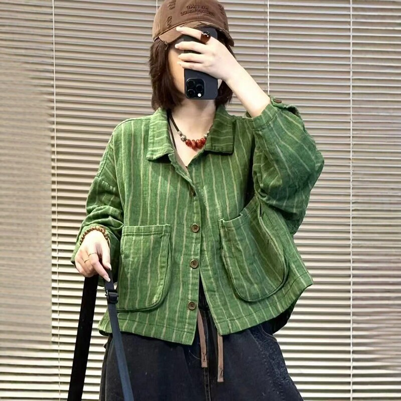 2025秋季新款时尚百搭短外套女宽松休闲气质减龄夹克衬衫开衫上衣