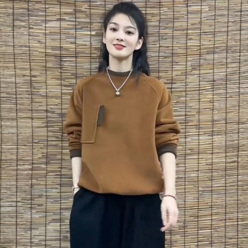 梦伊甸加绒拼色双面绒卫衣