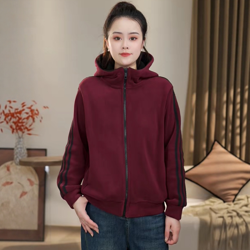 双面奥粒绒保暖外套女2025冬季新款韩版连帽卫衣时尚百搭加厚上衣