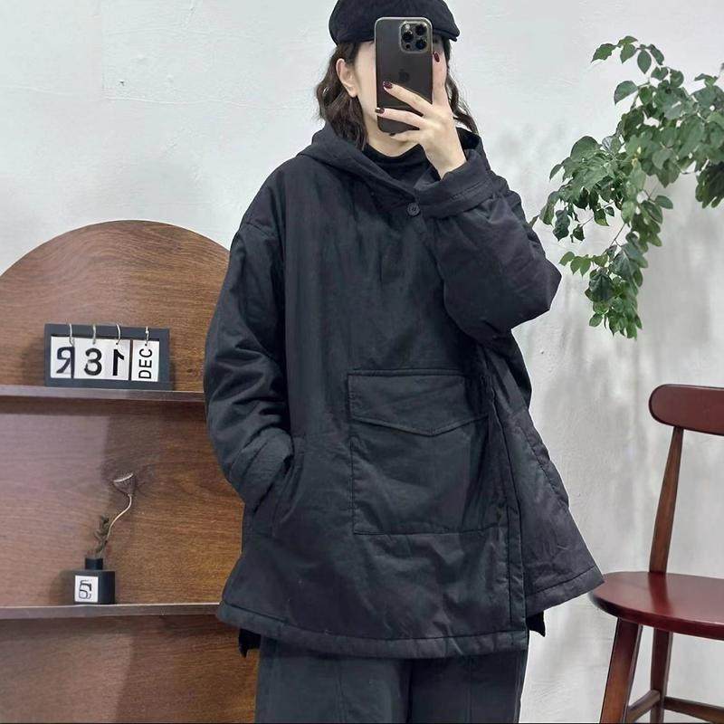 冬季夹棉连帽棉服2024年新款斜扣宽松舒适不规则休闲棉衣女,女装/女士精品,棉衣/棉服,淘宝优惠券,粉丝福利购,淘宝优惠卷