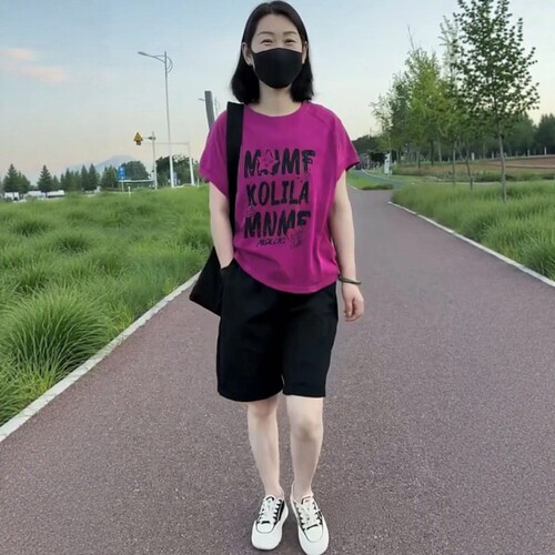 两件套装女2026年夏季新款圆领字母印花T恤+水洗棉短裤五分裤潮