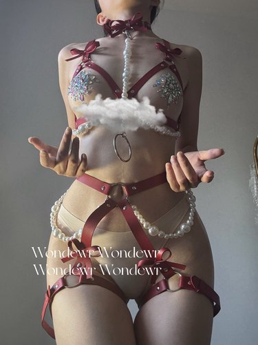 Wondewr猎杀者*皮质性感珍珠绑带收腹束腰一体束缚带情侣内衣搭配