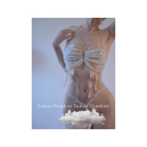 Wondewr美丽尤物手工编织水钻石闪闪发亮身体链挂脖写真梦幻胸链