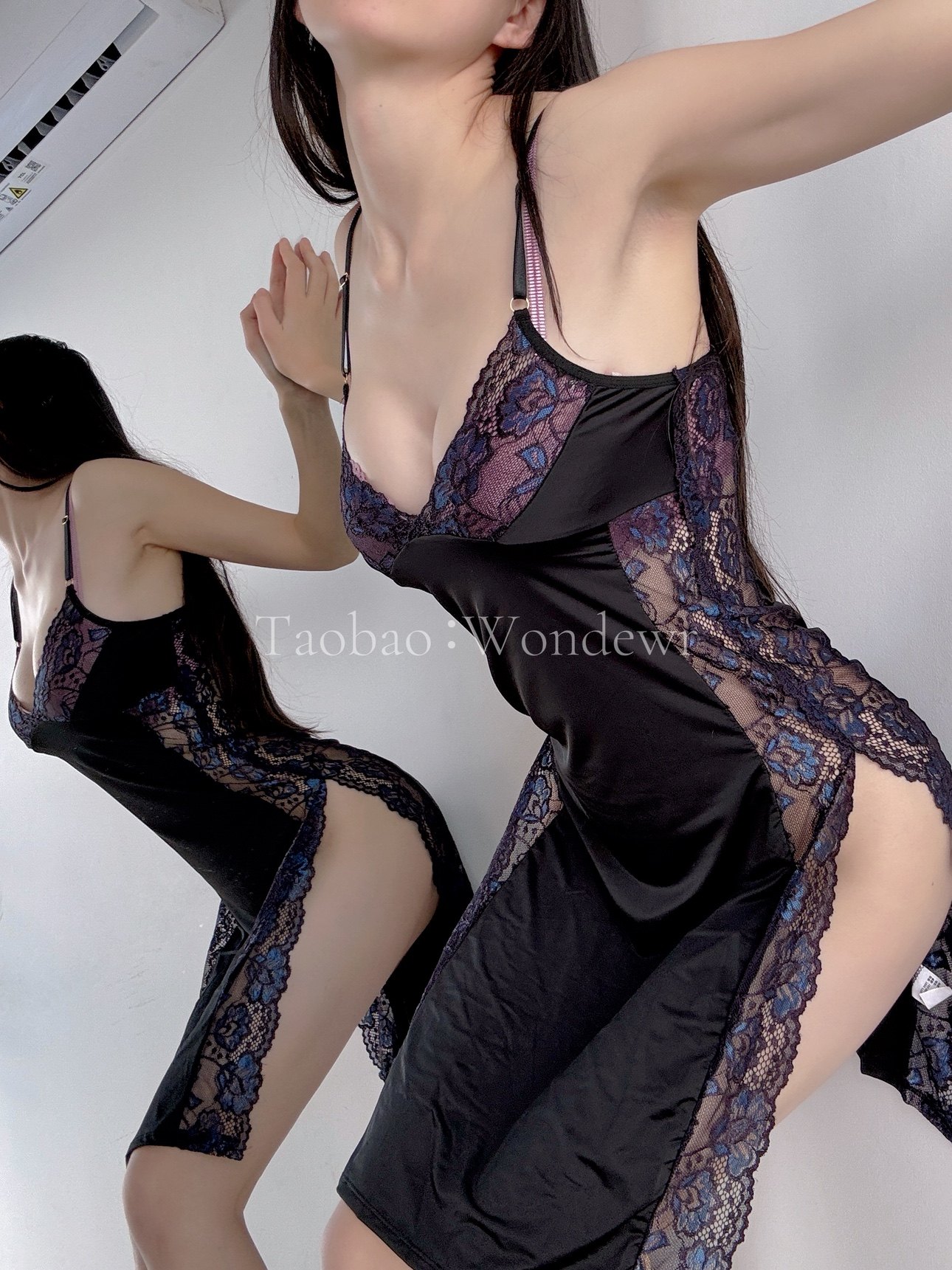 性感蕾丝吊带睡裙高开叉深V透视小妈高级感睡衣诱惑,女士内衣/男士内衣/家居服,内衣配件,淘宝优惠券,粉丝福利购,淘宝优惠卷