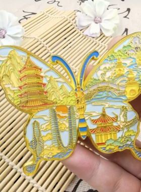 杭州灵隐金属冰箱贴城市旅游纪念品伴手礼西湖断桥残雪冰箱贴礼物